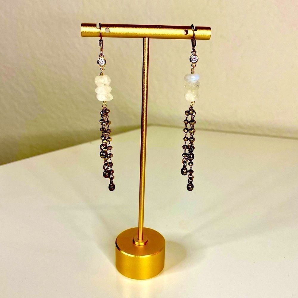Diamond & Stone Drop Earrings
